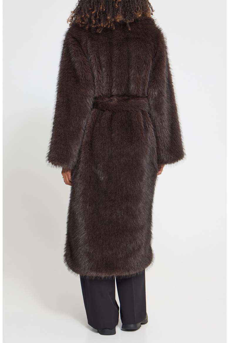 Faux Fur Long Coat, Alternate, color, CHOCOLATE BROWN MELANGE