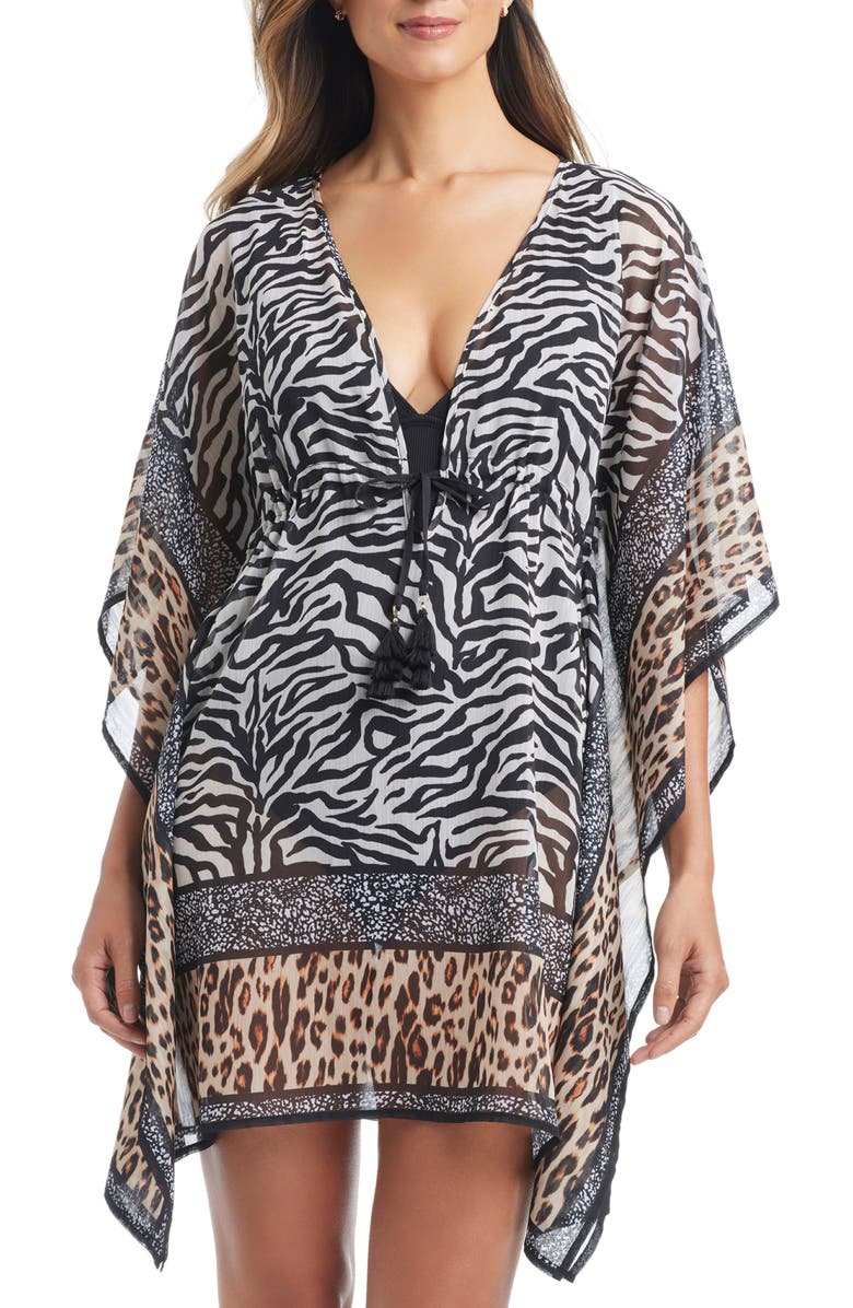 BLEU by Rod Beattie Chiffon Cover-Up Caftan, Main, color, Multi