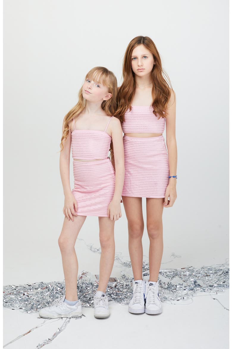 Franki Studded Top and Skirt Set, Alternate, color, Pink