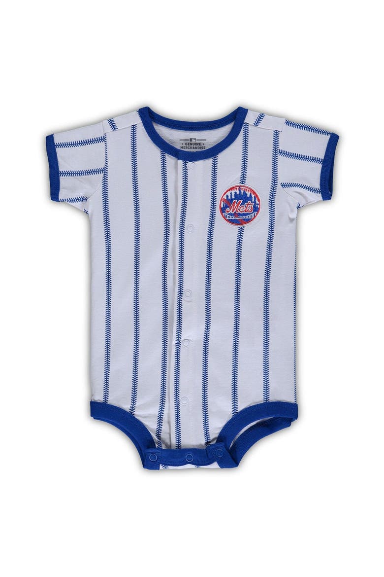 Infant White New York Mets Pinstripe Power Hitter Coverall, Main, color, White