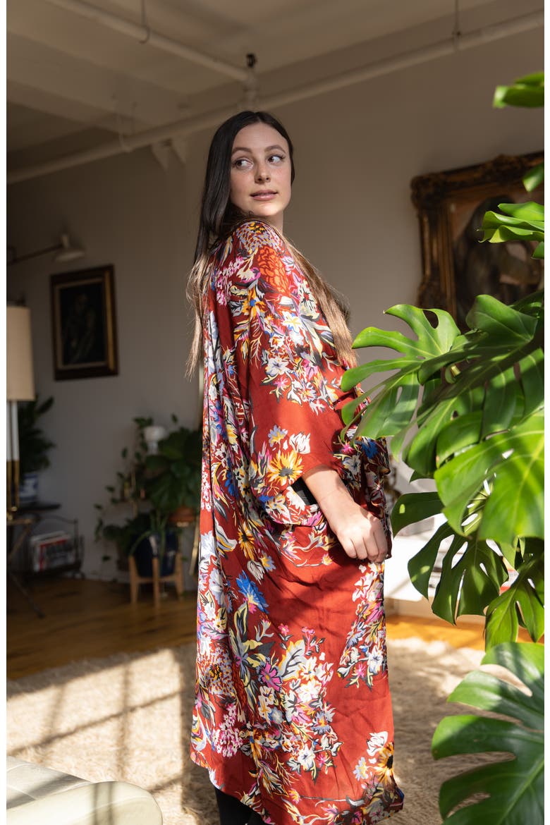 Floral Ruana, Alternate, color, RUST