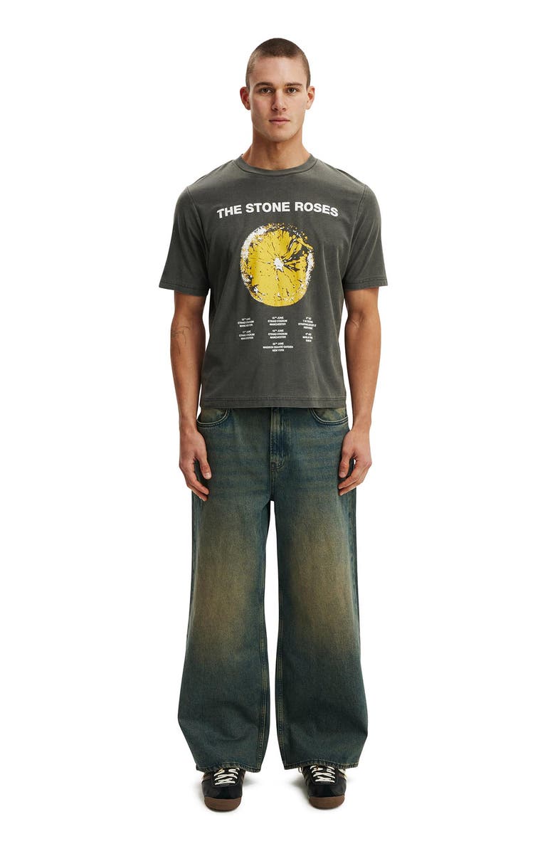 Cotton On Men's Cropped Fit Music T-Shirt, Alternate, color, Faded Slate The Stone