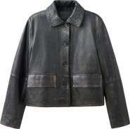 MANGO Distressed Leather Jacket