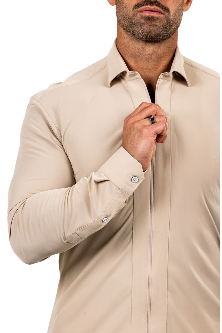 FibZip Marthyr Knit Zip-Up Shirt, Alternate, color, BROWN