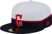 New Era Men's New Era  Navy/White Cleveland Guardians Paint Stroke 59FIFTY Fitted Hat