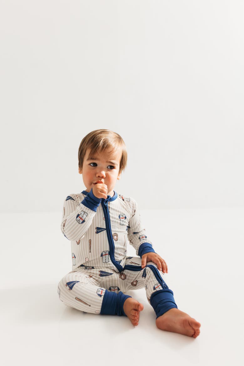 Baseball Zipper Romper, Main, color, Blue Baseball