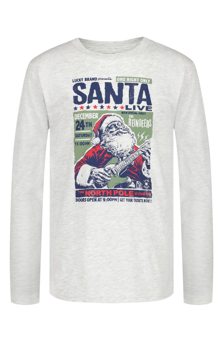 Lucky Brand Kids' Santa Live Long Sleeve Graphic T-Shirt, Main, color, Oatmeal Heather