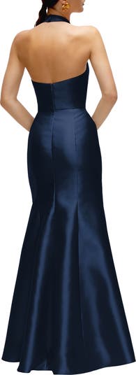 Halter Satin Trumpet Gown