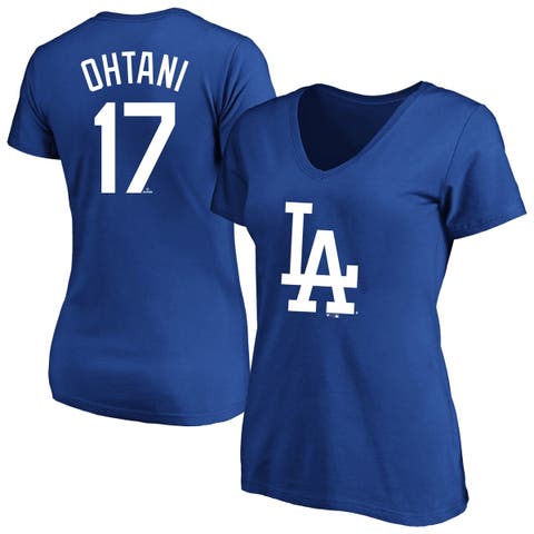 Women's Profile Shohei Ohtani Royal Los Angeles Dodgers Plus Size Name & Number T-Shirt