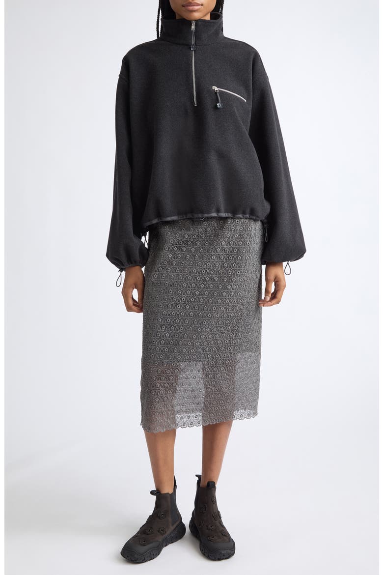 Bria Meadow Embroidery Cotton Blend Skirt, Alternate, color, GREY