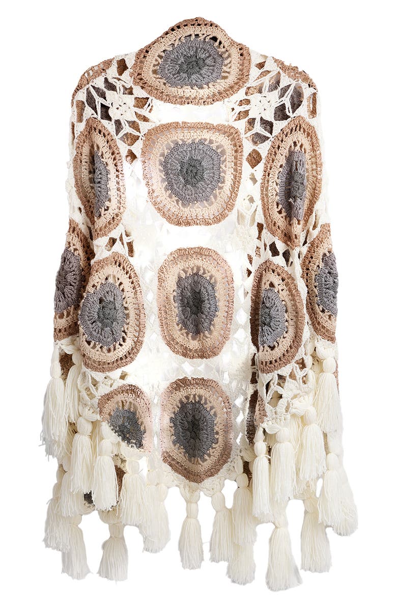 SAACHI Crochet Tassel Sunshine Shawl, Alternate, color, Ivory Multi