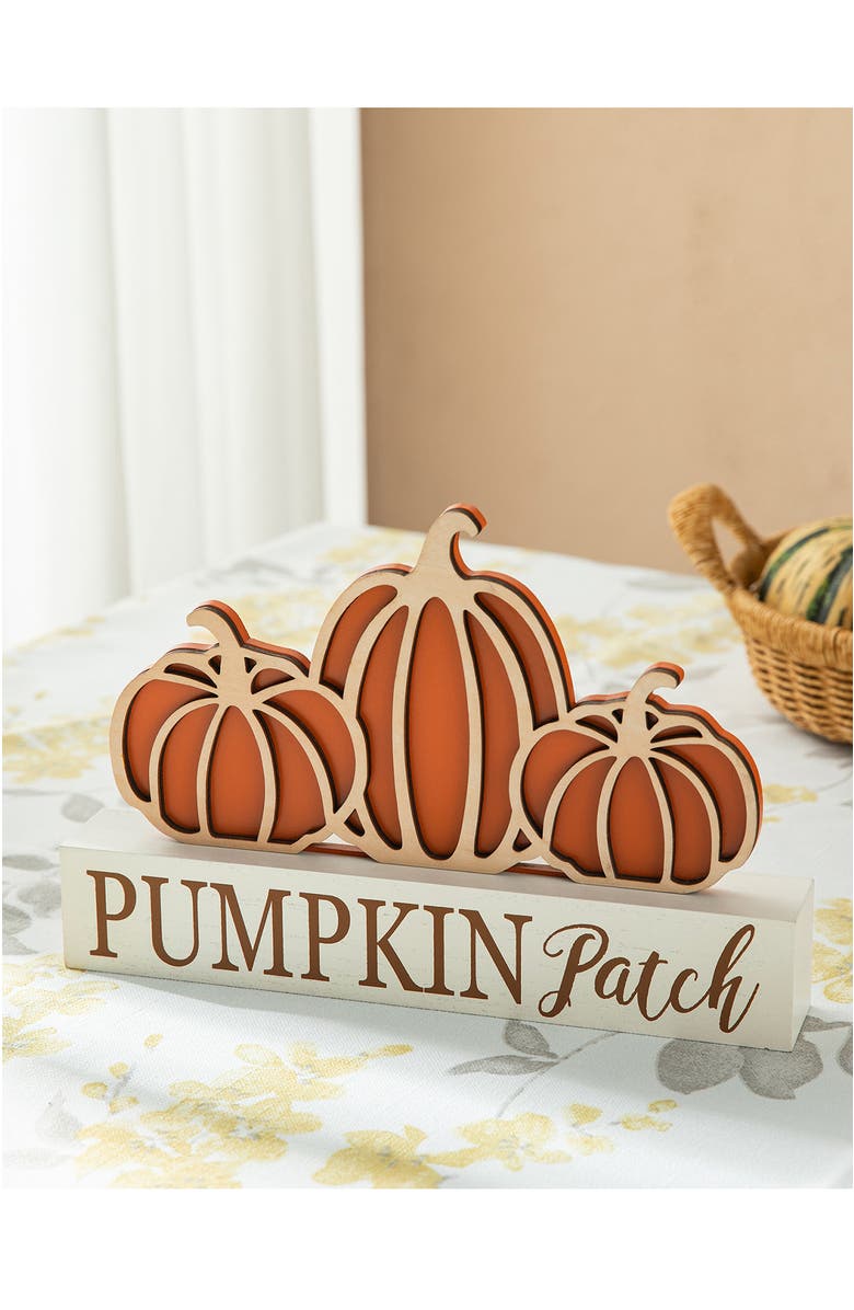 Glitzhome Fall Wooden PUMPKIN PATCH Table Sign, Alternate, color, 