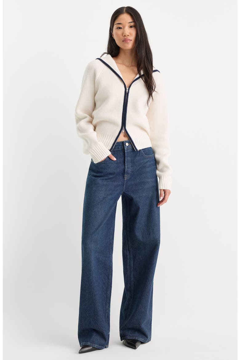 Sailor Zip Cardigan, Alternate, color, CHALK