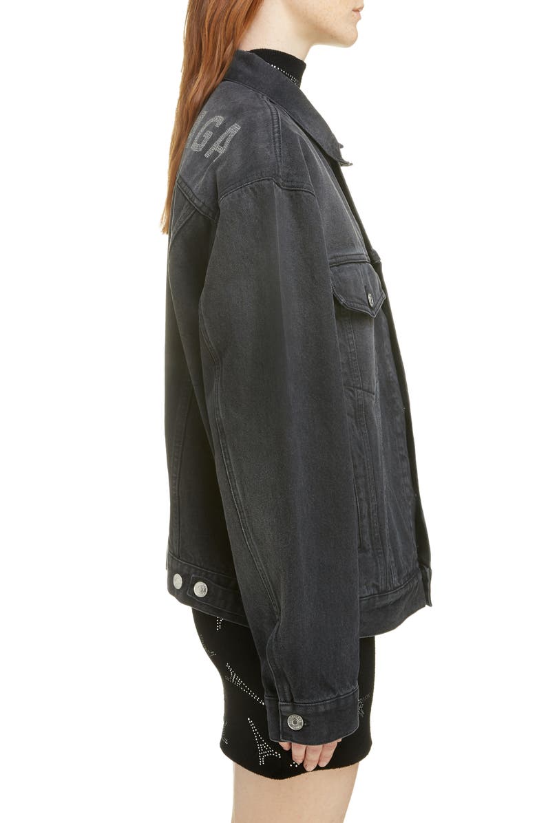 Balenciaga Embellished Logo Denim Jacket, Alternate, color,
