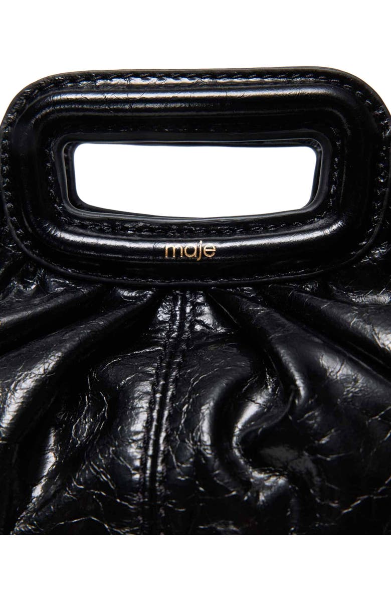 maje Crackled leather mini clutch, Alternate, color, Black