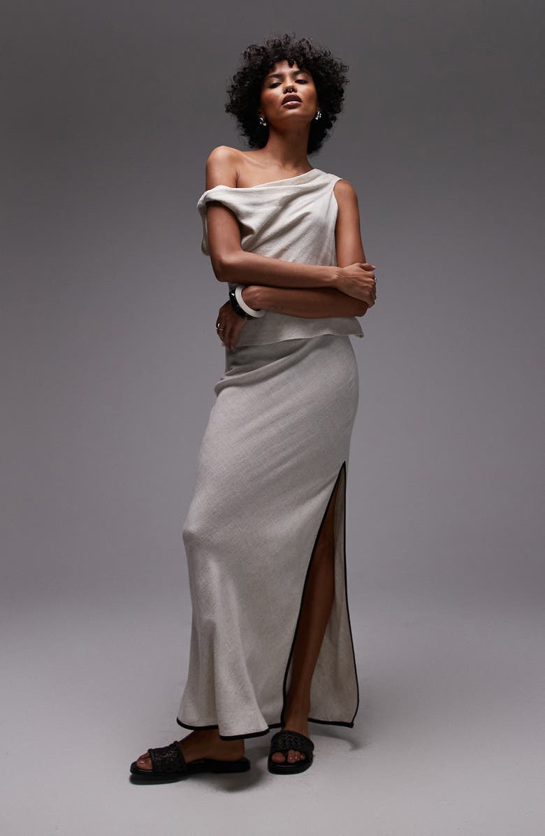 Topshop Bias Cut Maxi Skirt, Main, color, Beige