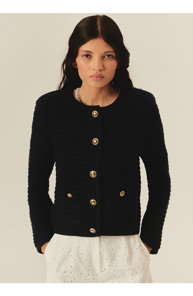 Exquise Joanna Essential Lightweight Knit Cardigan, Main, color, Navy Blue