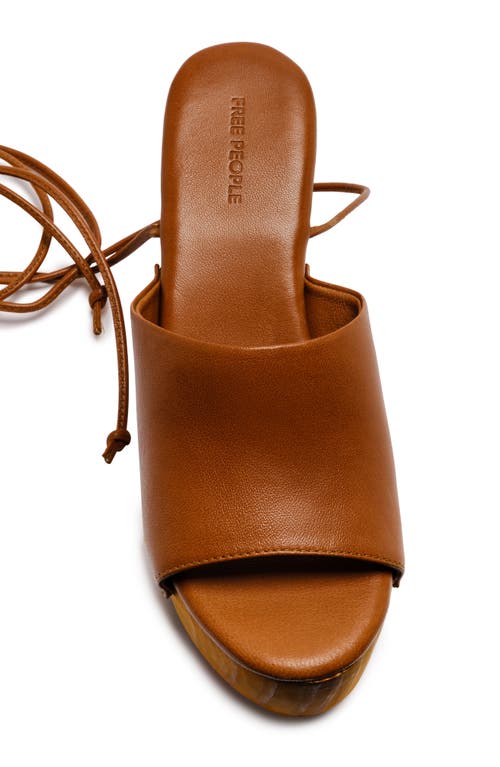 Free People Front Row Ankle Wrap Platform Sandal In Luggage Suede