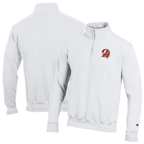 Men's Champion White Tampa Bay Buccaneers Powerblend Quarter-Zip Pullover