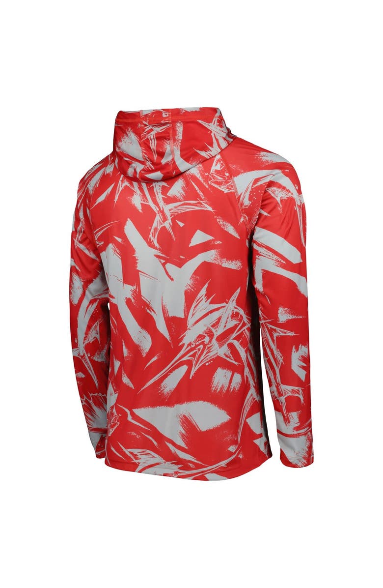 Columbia Men's Columbia Scarlet Ohio State Buckeyes Super Terminal Tackle Omni-Shade Raglan Long Sleeve Hoodie T-Shirt, Alternate, color,