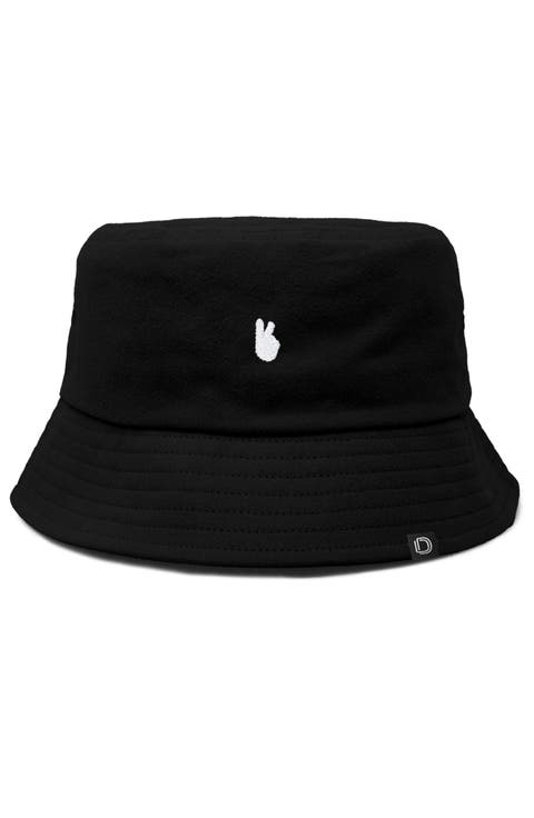 Womens Lil Peace Sign Cotton Bucket Hat