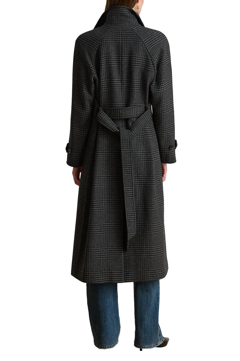 Wool Blend Trench Coat, Alternate, color, GREY/ CHARCOAL CHECKERED