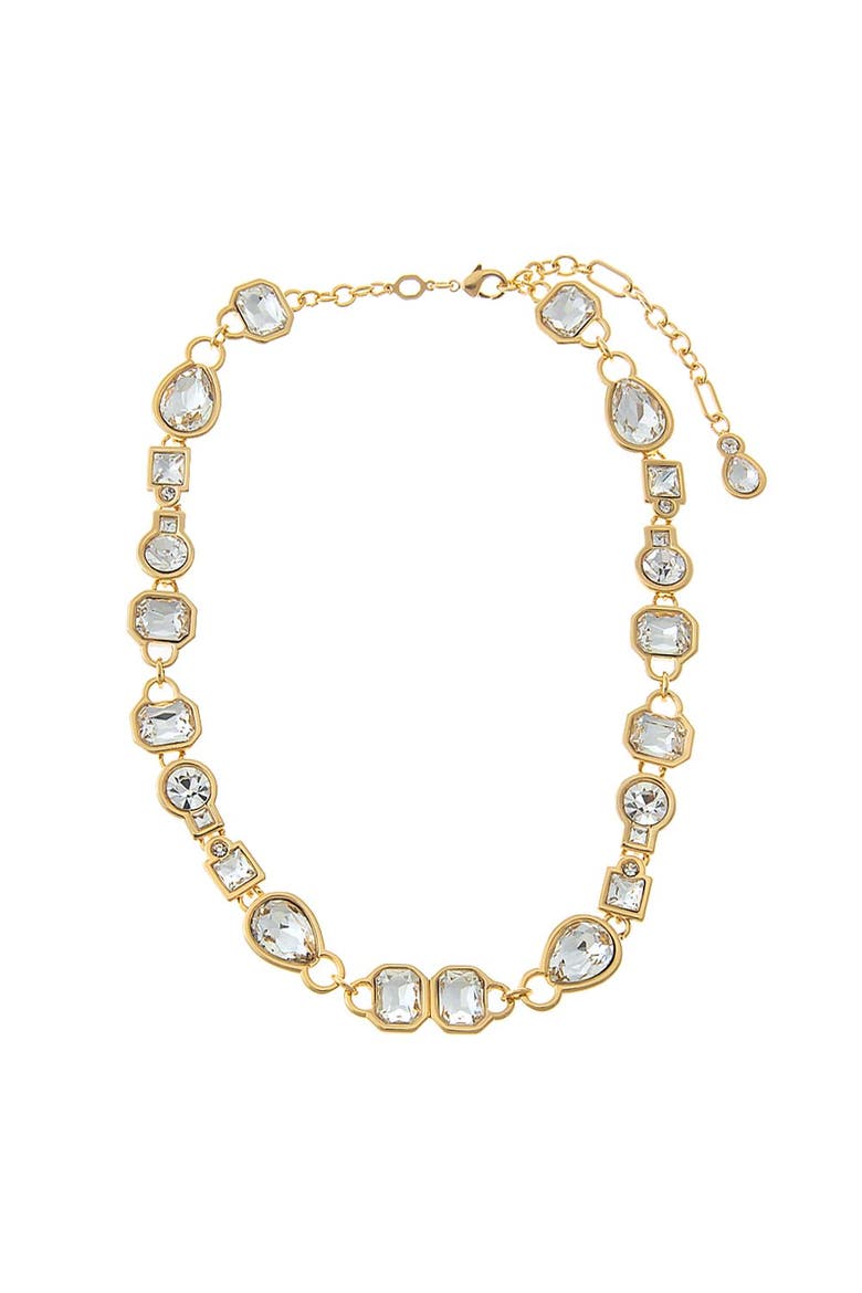 CZ Multi Shape Bezel Tennis Necklace, Alternate, color, Gold