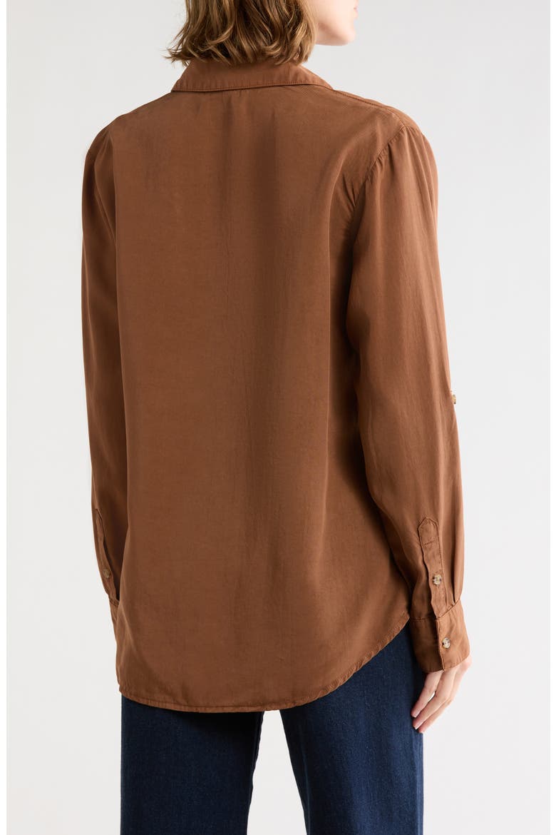 Tencel® Lyocell Boyfriend Button-Up Shirt, Alternate, color, CLOVE BROWN