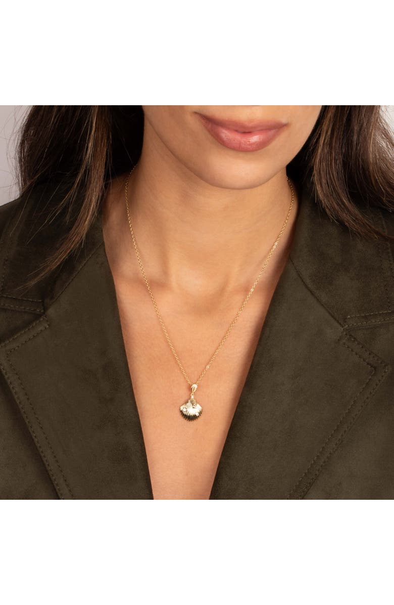 BY ADINA EDEN CZ Shell Drop Necklace, Alternate, color, Gold