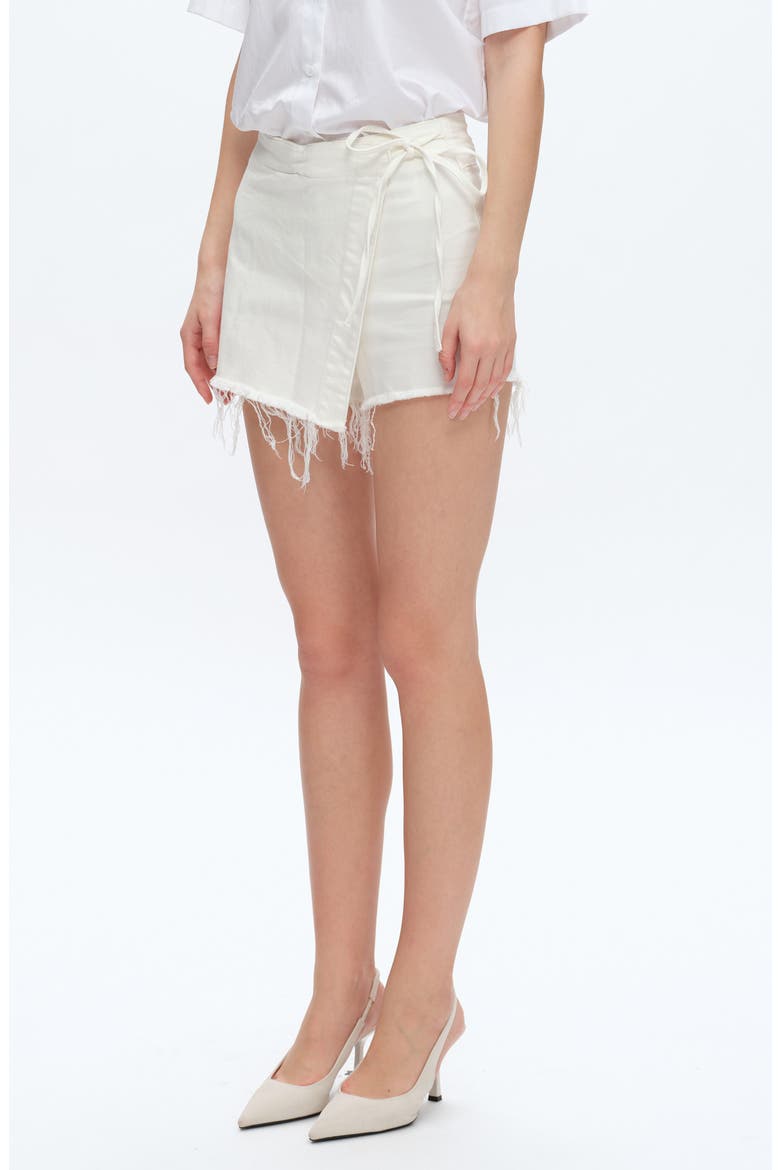 Frayed Denim Skort, Alternate, color, WHITE