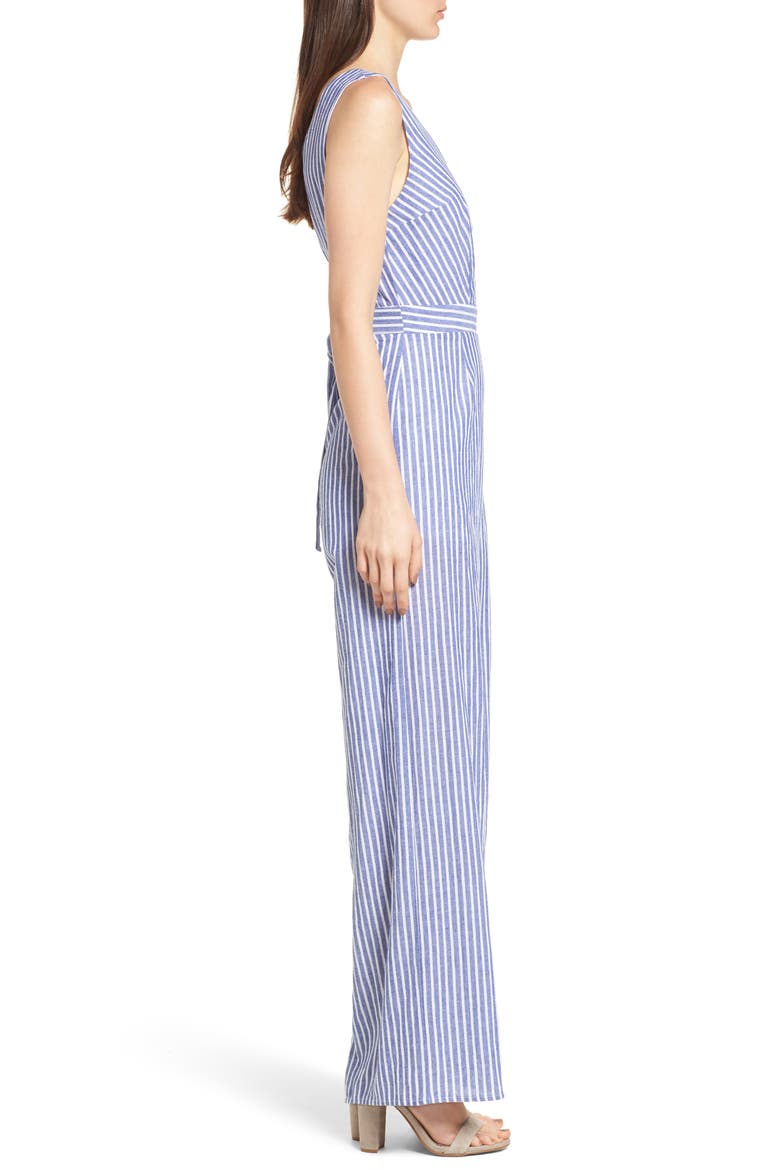 Stripe Cotton Jumpsuit, Alternate, color, BLUE WHITE STRIPE