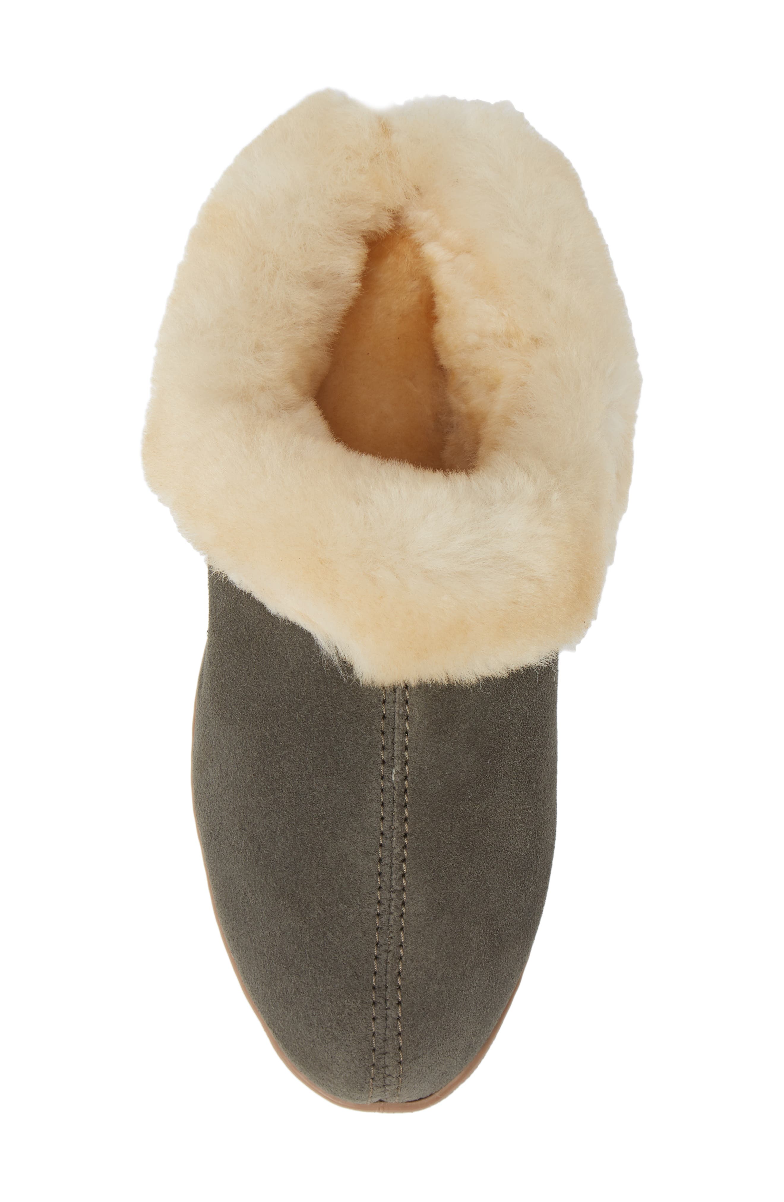 Minnetonka Sheepskin Mule Slipper, Alternate, color, Grey Suede