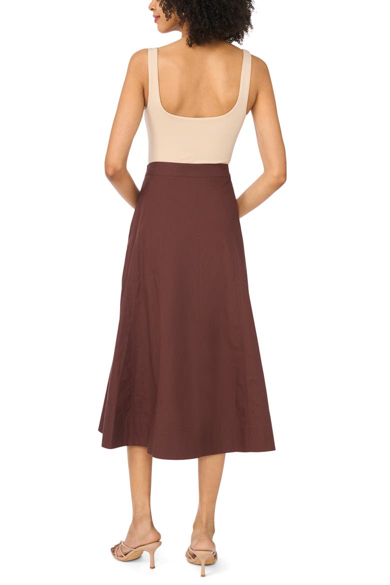 Yoke Seam Midi Skirt, Alternate, color, CAPPUCCINO