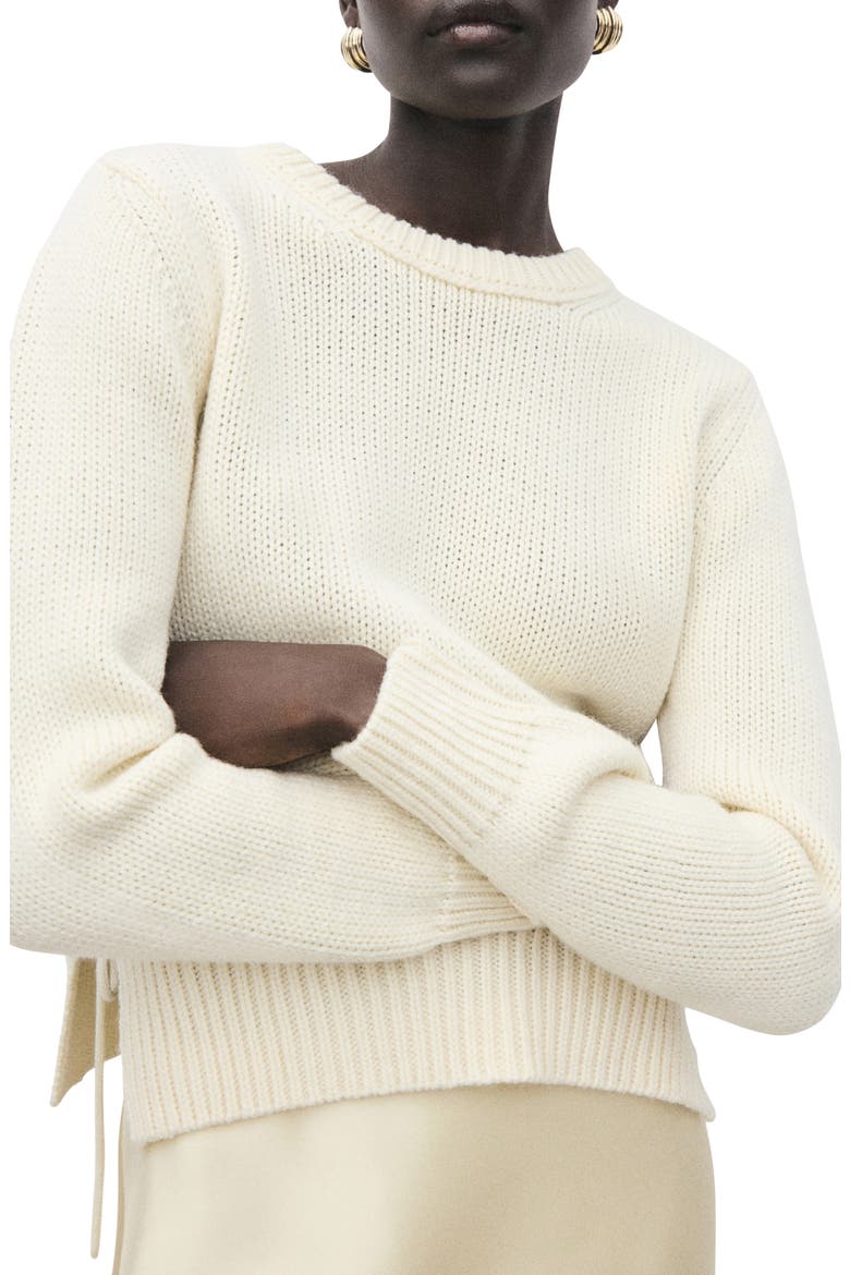 Tie Slit Crewneck Sweater, Main, color, ECRU