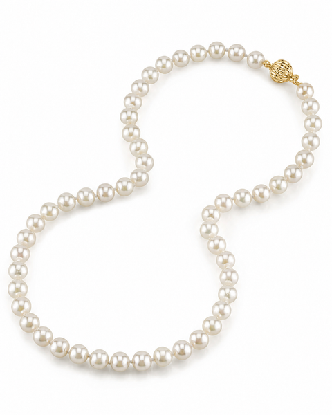 7.5-8.0mm Japanese Akoya White Pearl Necklace - AA+ Quality
