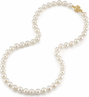 The Pearl Source 7.5-8.0mm Japanese Akoya White Pearl Necklace - AA+ Quality