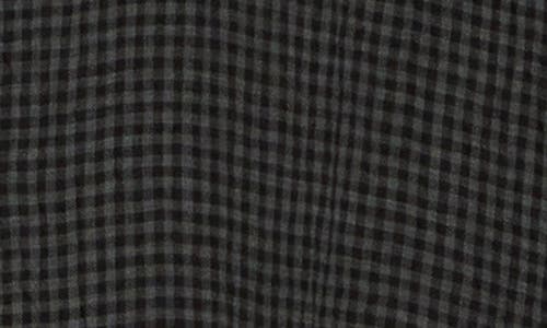 Eileen Fisher Check Organic Linen Button-up Dress In Black