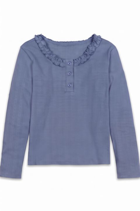Kids' Organic Cotton Pointelle Henley Top