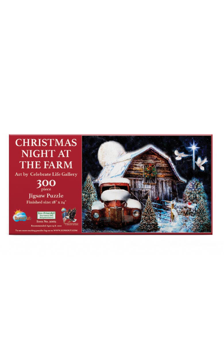 Sunsout Christmas Night at the Farm 300 piece Jigsaw Puzzle for Adults, Alternate, color, Multicolor
