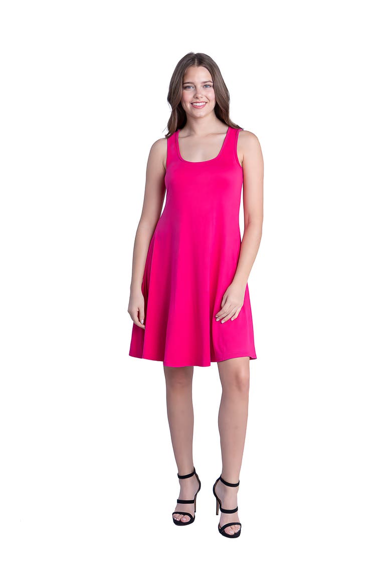 Petites Sleeveless A-Line Fit and Flare Skater Dress, Main, color, Pink