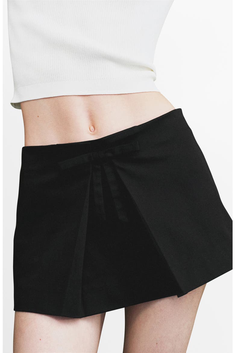 Bow Cotton Blend Miniskort, Alternate, color, BLACK