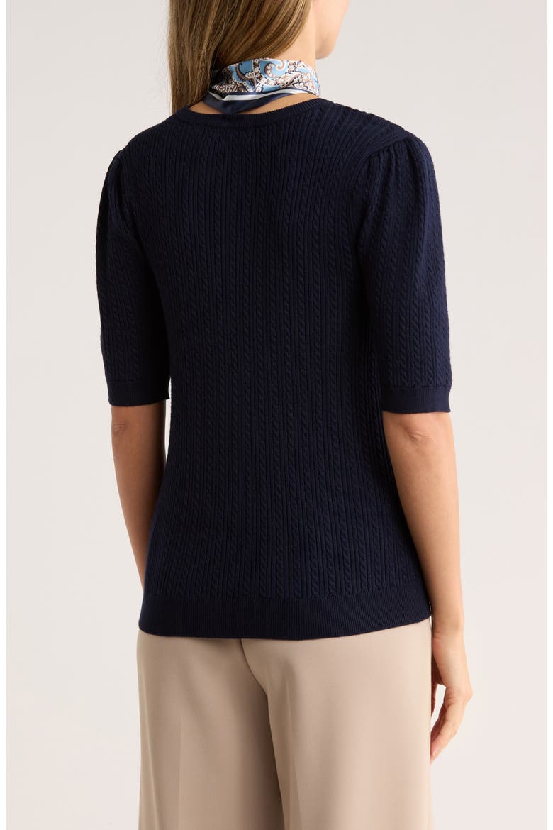 Audrielle Scarf Tie Sweater, Alternate, color, NAVY