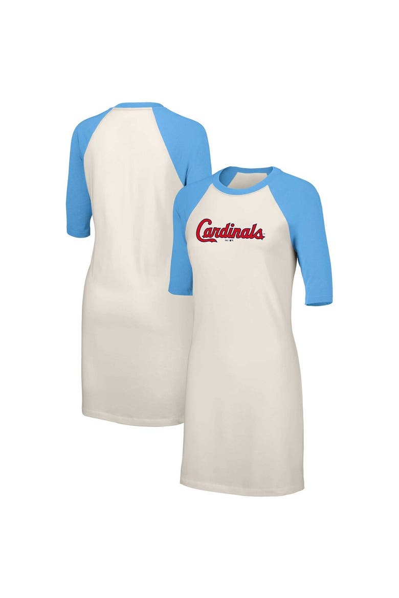 Women's Lusso  White St. Louis Cardinals Nettie Raglan Half-Sleeve Tri-Blend T-Shirt Dress, Main, color, White