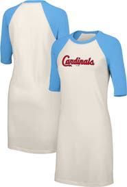 LUSSO Women's Lusso White St. Louis Cardinals Nettie Raglan Half-Sleeve Tri-Blend T-Shirt Dress