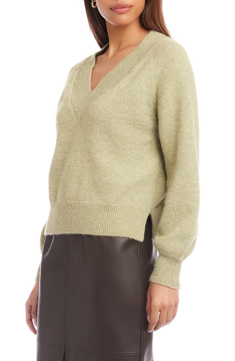 FIFTEEN TWENTY Heather V-Neck Sweater, Alternate, color, Olive