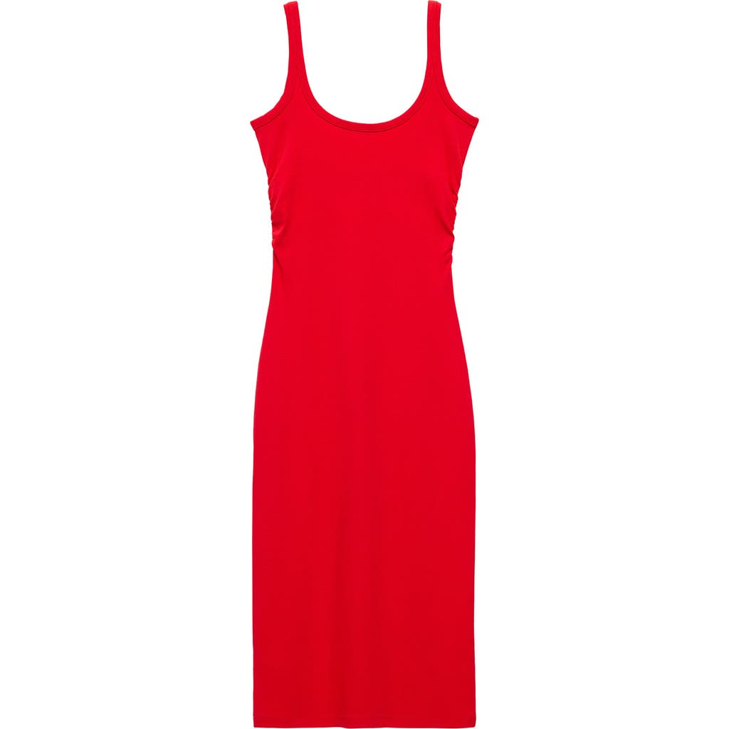 MANGO MANGO SIDE RUCHED RIB MIDI TANK DRESS