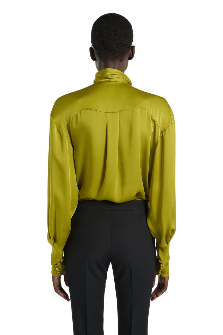 Draped Silk Chiffon Blouse, Alternate, color, green