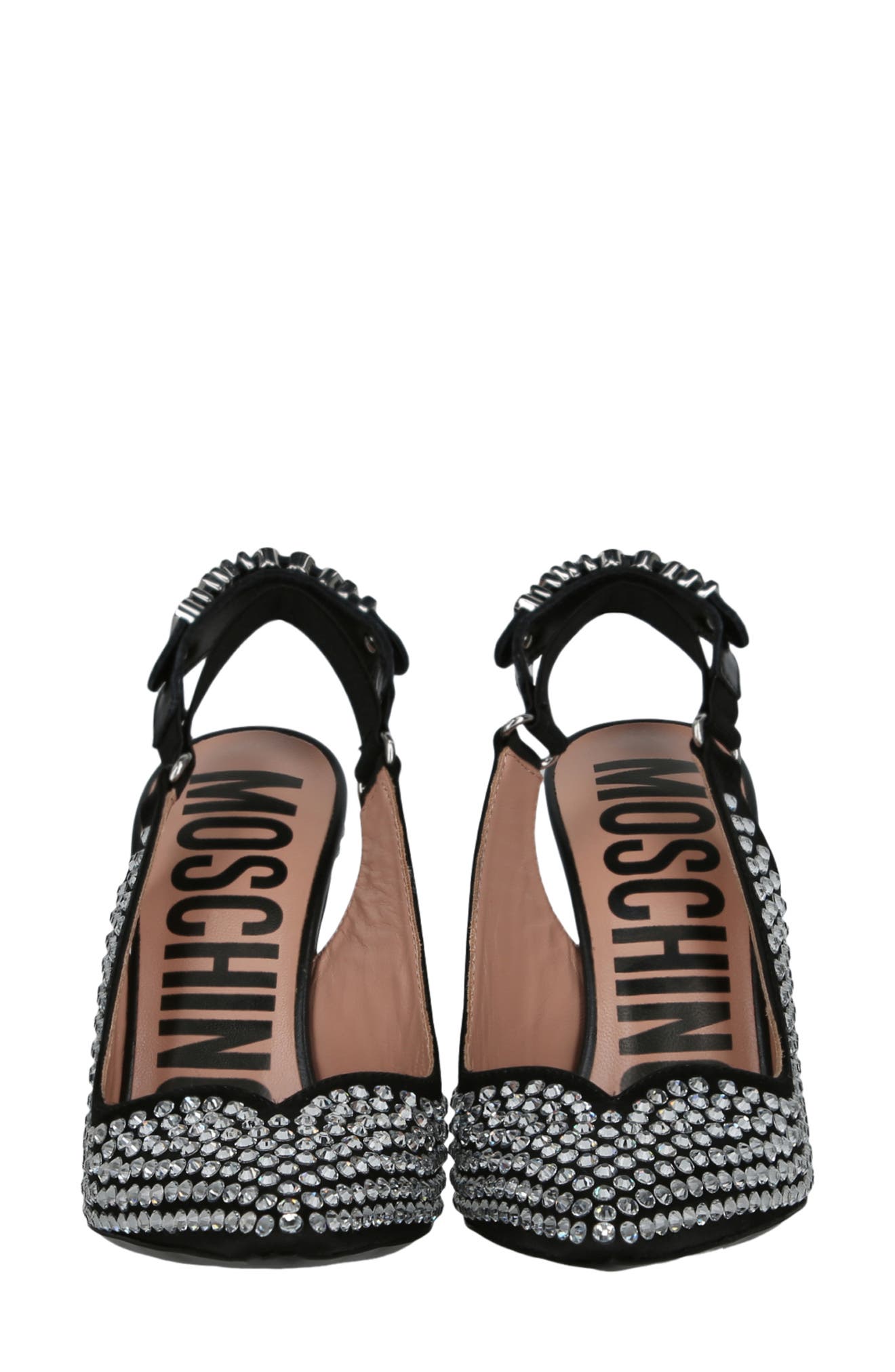 Moschino Satin Crystal Slingback Pump, Alternate, color, 