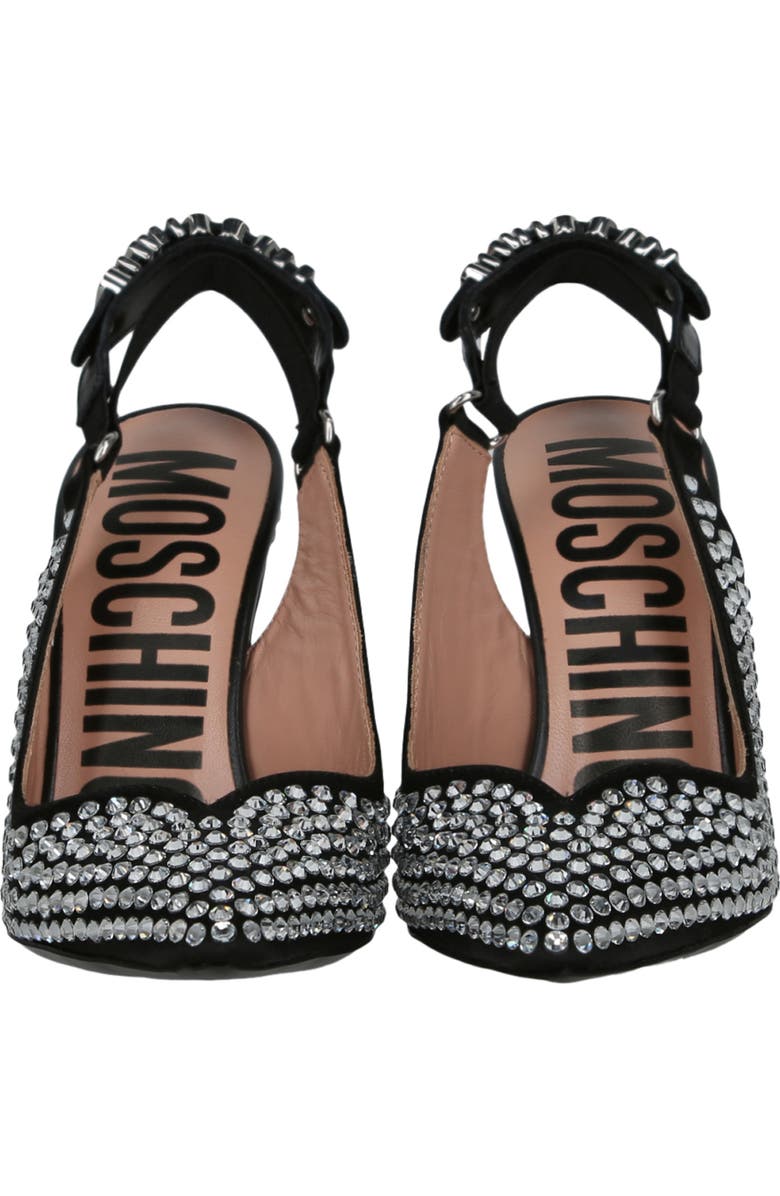 Moschino Satin Crystal Slingback Pump, Alternate, color,