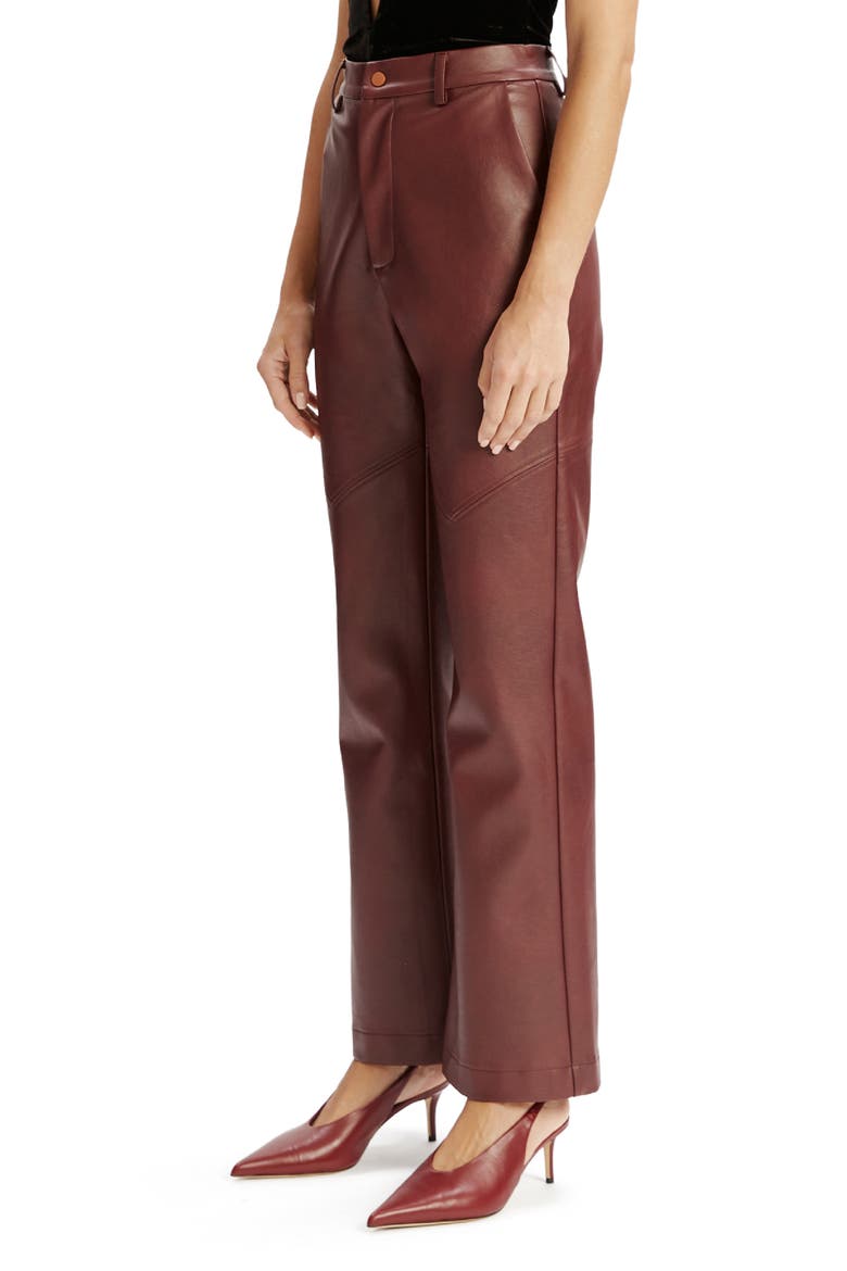 Karsoon Faux Leather Straight Leg Pants, Alternate, color, BURGUNDY